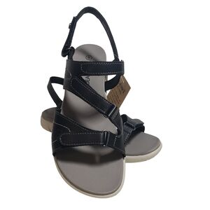 BearPaw Reed Black Open Toe Slingback Flat Sandals Sz 8